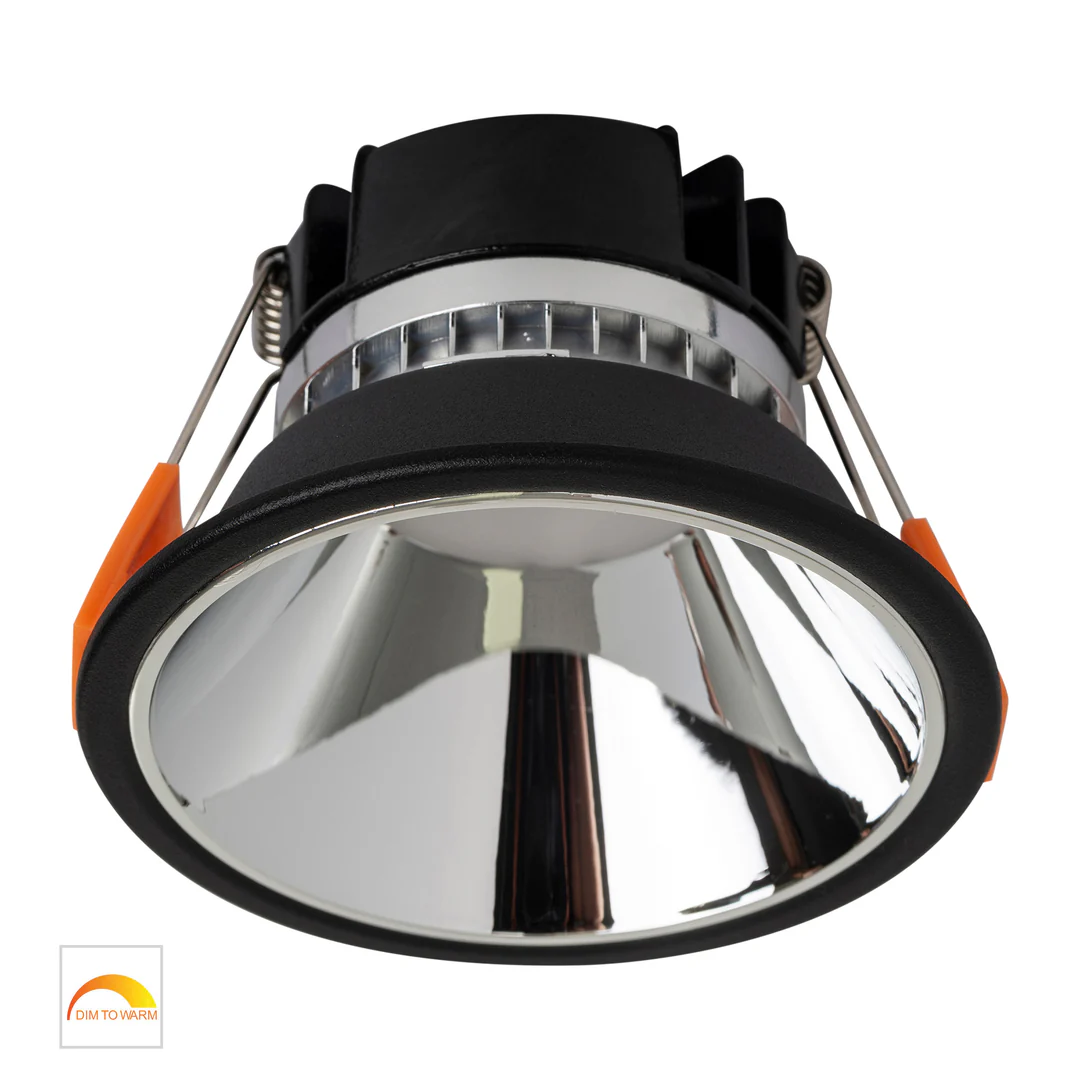 Recessed downlight Gleam BLK with Chrome Insert Fixed Dim to Warm LED 9W IP54 Recessed downlight Gleam BLK with Chrome Insert Fixed Dim to Warm LED 9W IP54