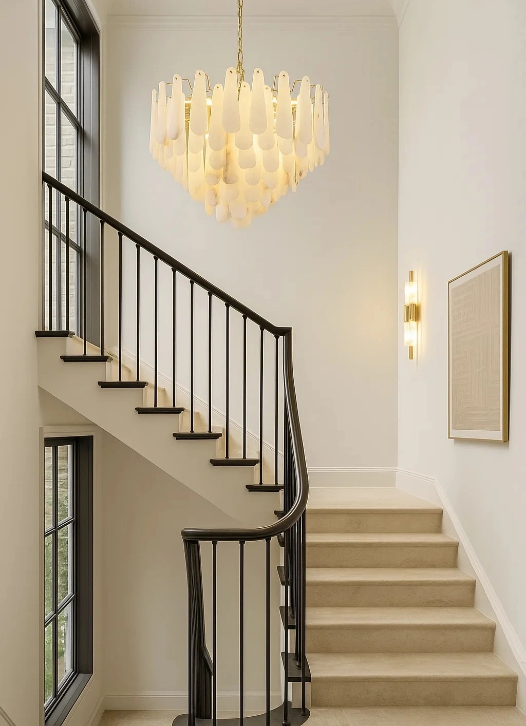 Pendant lamp Buena P16 Alabaster Spanish Marble BRS Pendant lamp Buena P16 Alabaster Spanish Marble BRS