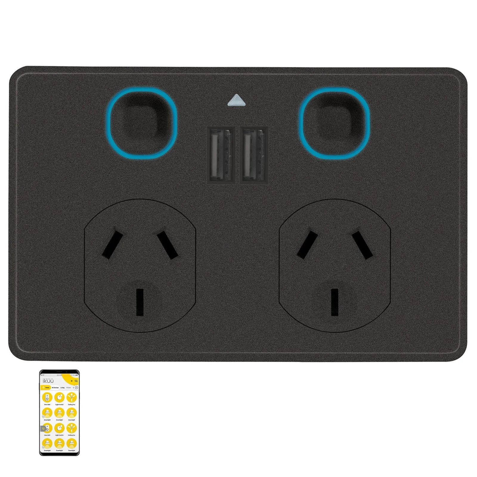 Double Power Point Ikuü Smart Zigbee With USB BLK Wifi