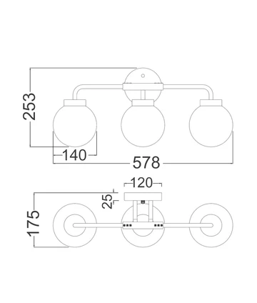 Wall light Palla 2 IP20 3x E27 Alabaster GLD round base Wall light Palla 2 IP20 3x E27 Alabaster GLD round base