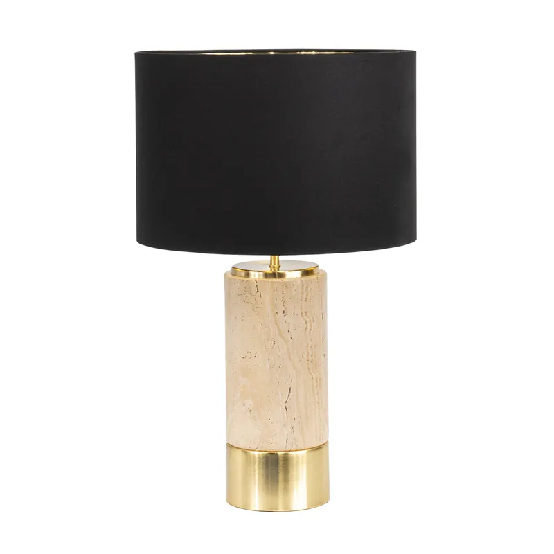 Table Lamp Paola Travertine Black Shade