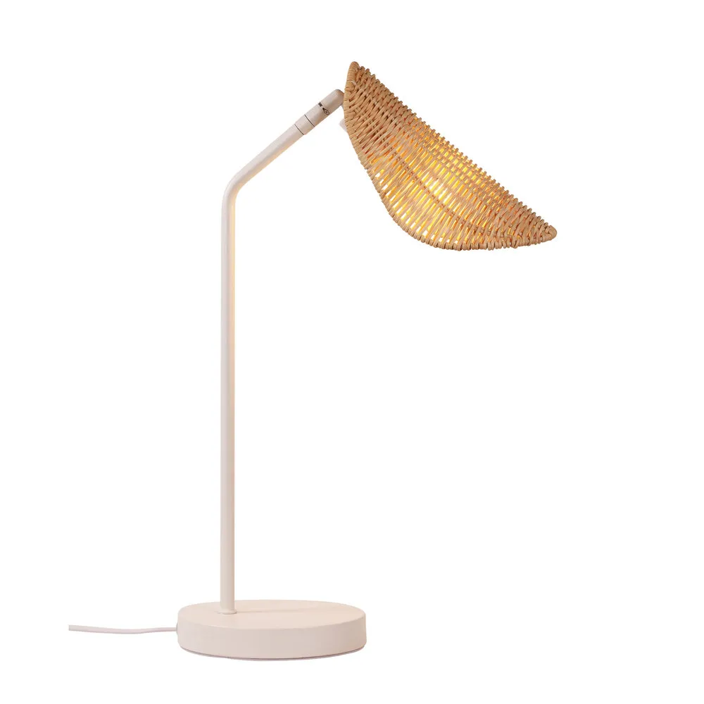 Desk lamp MALTA WHITE w- RATTAN SHADE