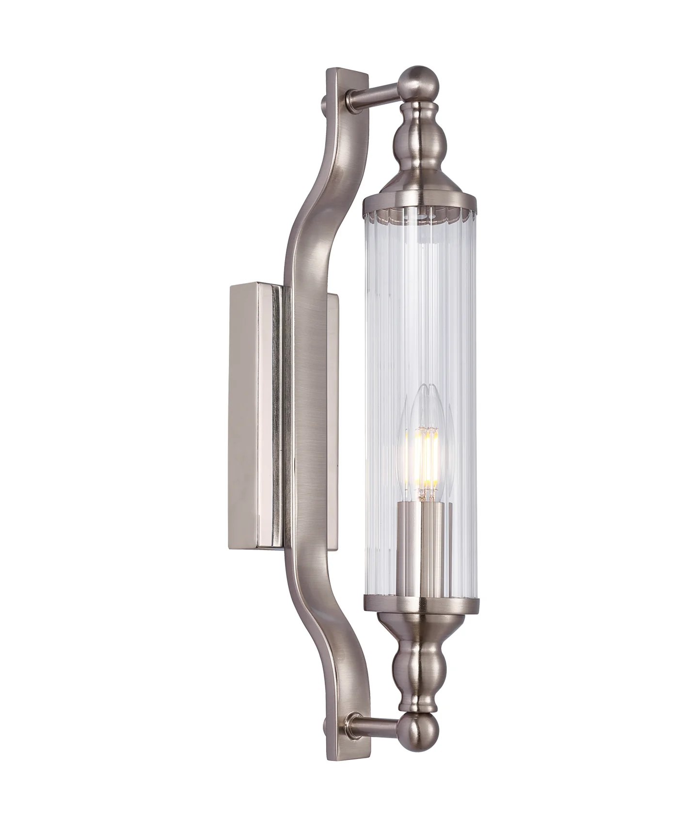 Wall light RODILLO3 Tubular Clear Glass Satin Chrome 10W