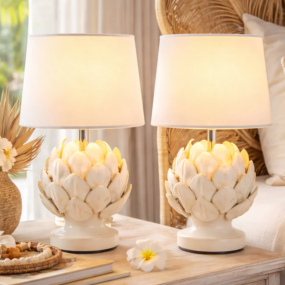 Table lamp Tasha Artichoke Set of 2 E14 WHT