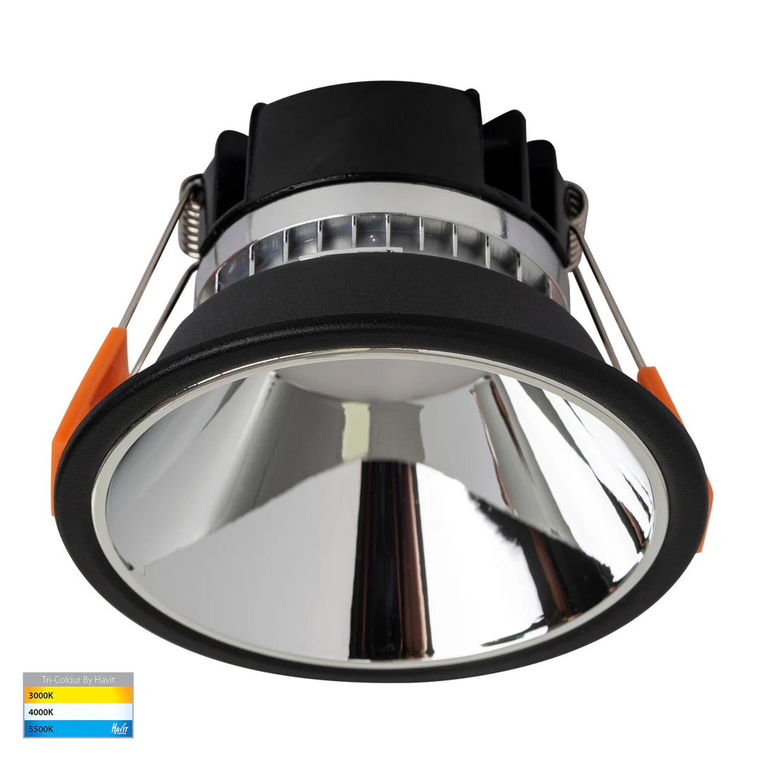 Recessed downlight Gleam BLK with Chrome Insert 3CCT Fixed Deep LED 9W IP54 Recessed downlight Gleam BLK with Chrome Insert 3CCT Fixed Deep LED 9W IP54