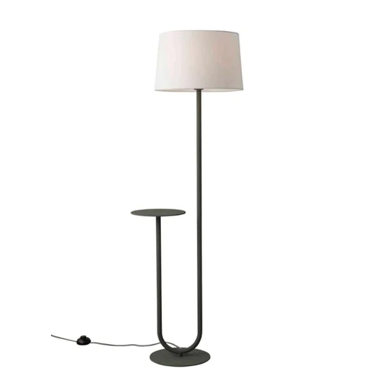Floor lamp Esta Charcoal Grey with shade in White Floor lamp Esta Charcoal Grey with shade in White