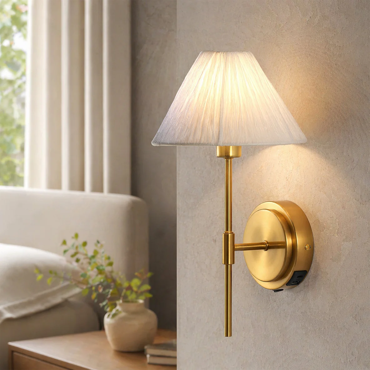 Wall lamp Sigrid Reading with charging ports brs