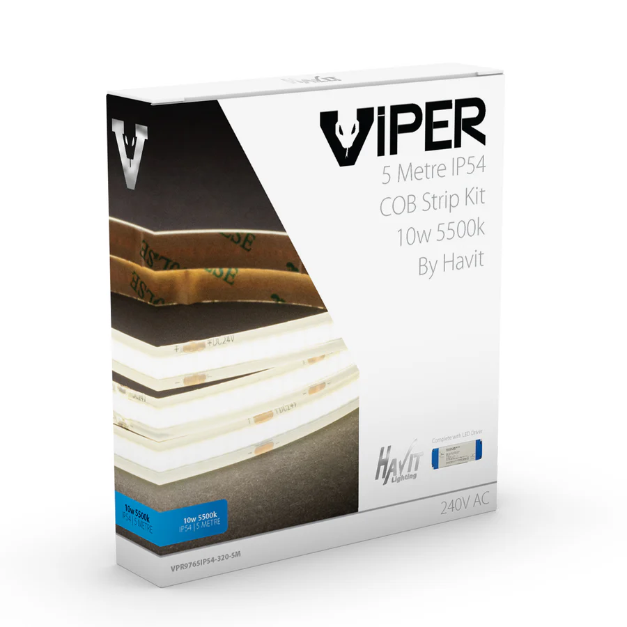 Viper COB Dotless 10w Per Metre 5m LED Strip kit 5500k