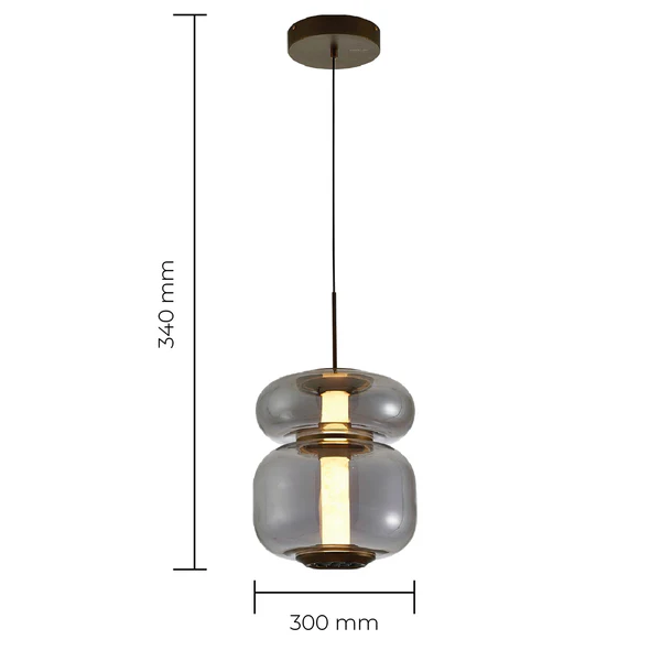 Pendant lamp Pavo LED 18W Alabaster BRS
