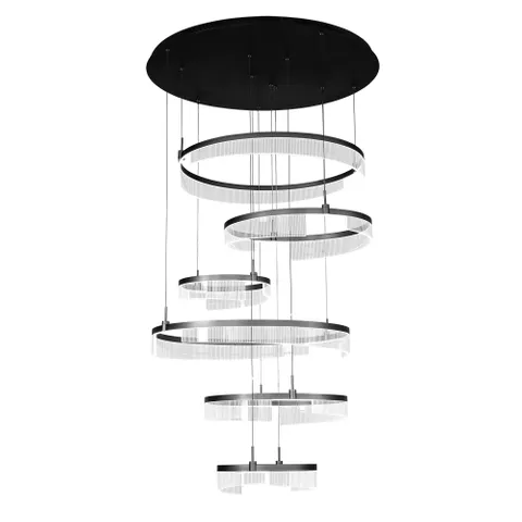 Pendant lamp Lando 6 ring LED 180W 3CCT BLK