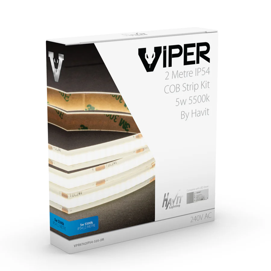 Viper COB Dotless 5w Per Metre 2m LED Strip kit 5500k