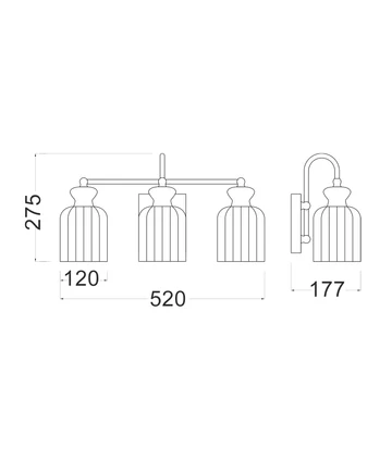 Wall light Sino 3 E27 40W BLK