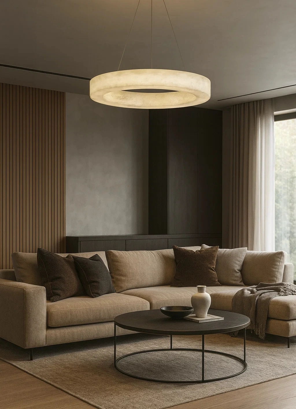 Pendant lamp Manzanera P2 Alabaster Spanish Marble LED 40W CCT BRS