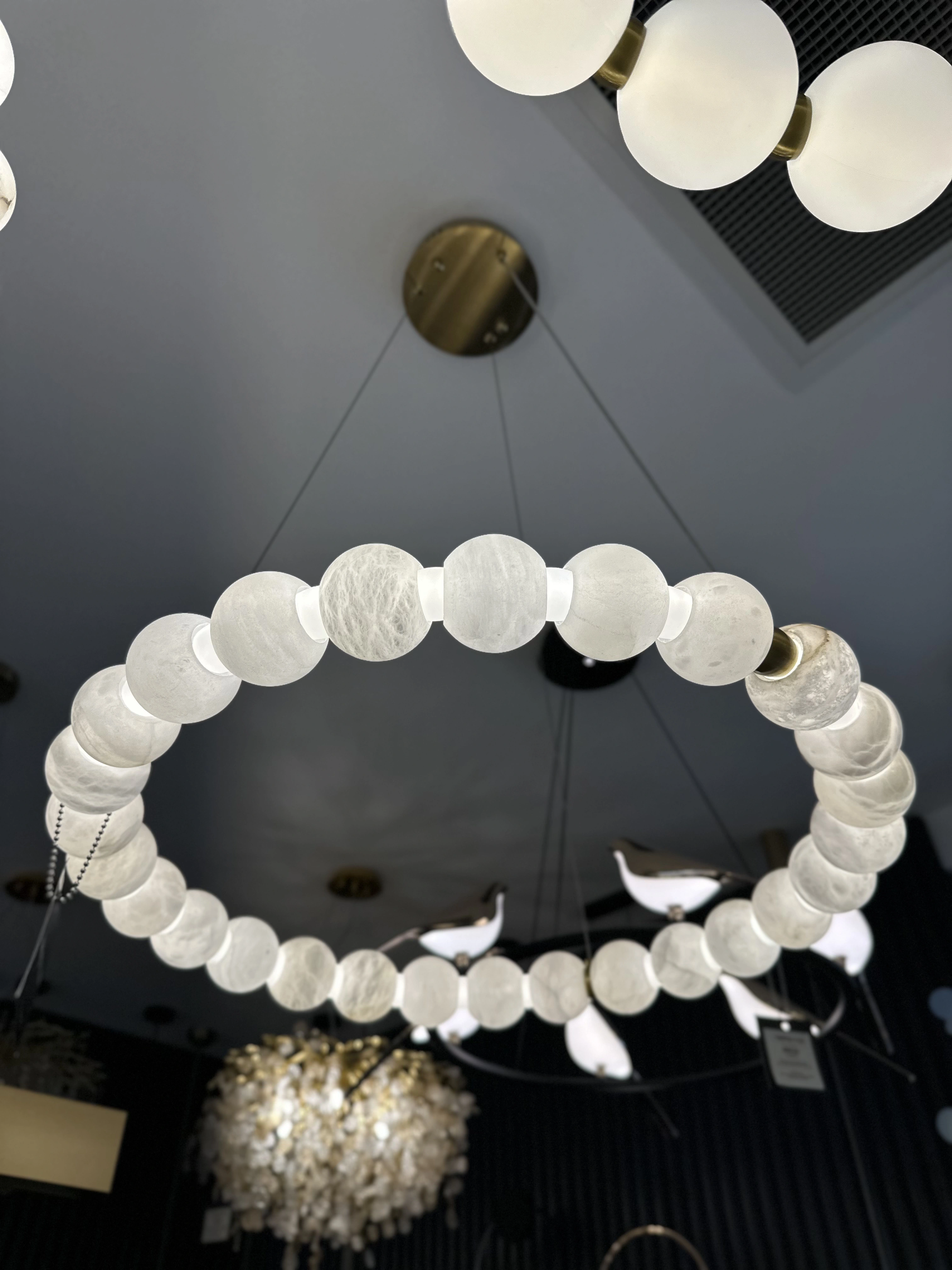 Pendant lamp Coronet Alabaster Spanish Marble D60 LED 30W CCT BRS Pendant lamp Coronet Alabaster Spanish Marble D60 LED 30W CCT BRS