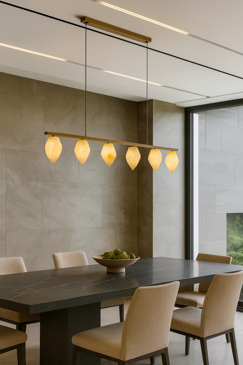 Pendant lamp Miraflores 2 Alabaster Spanish Marble L120 LED 30W CCT Dim BRS