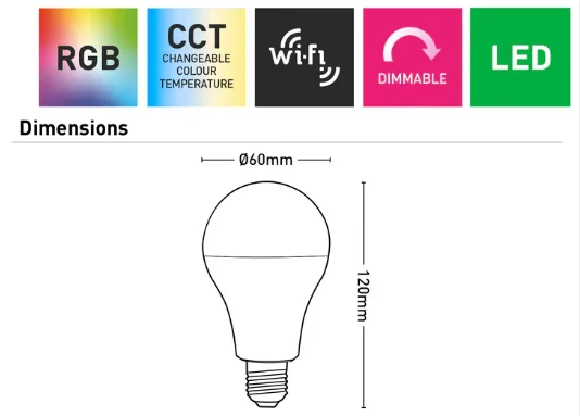 Classic Ikuü Smart Wi-Fi E27 LED with CCT - RGB