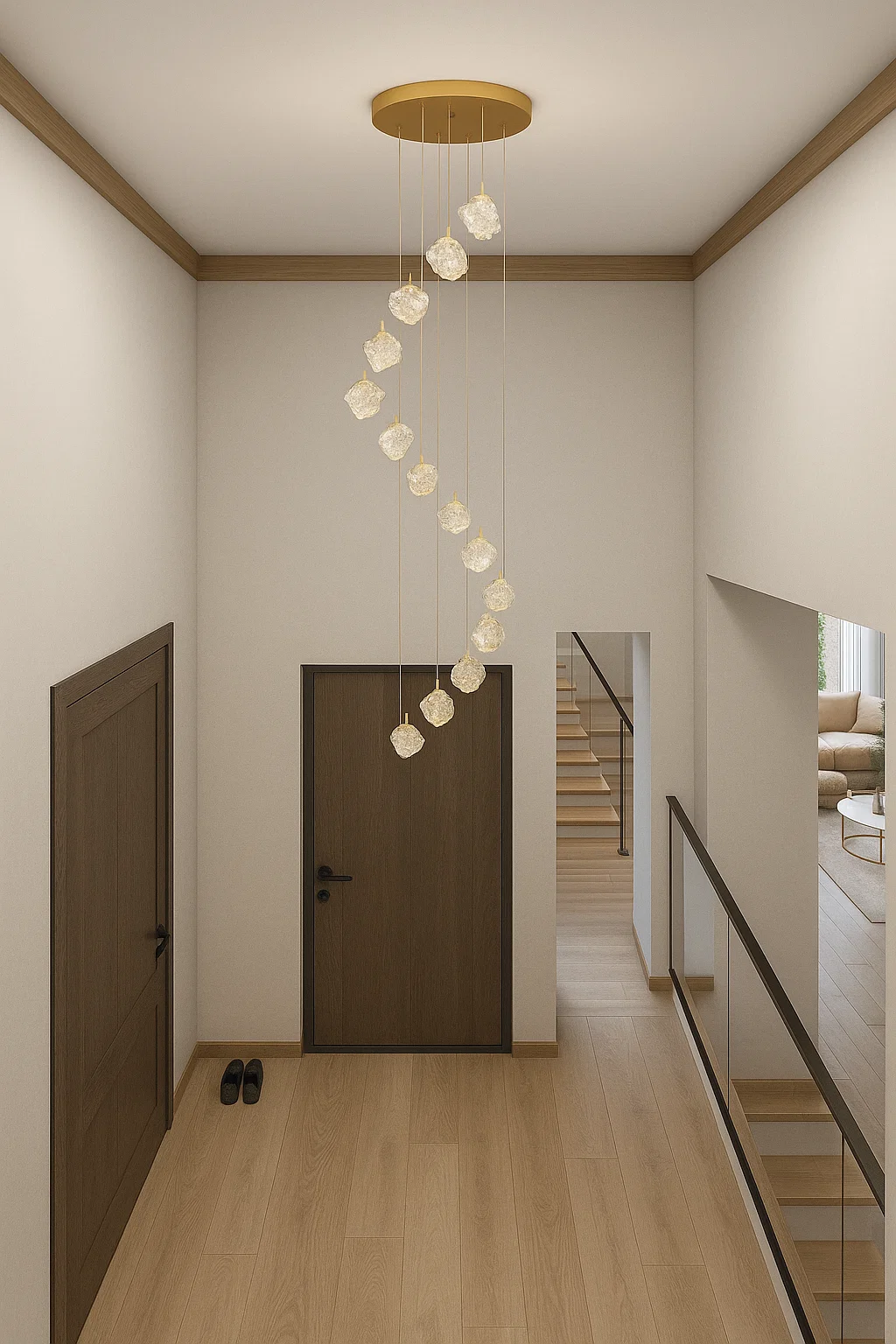 Pendant light Gem 15lt Round LED 45W 3K GLD