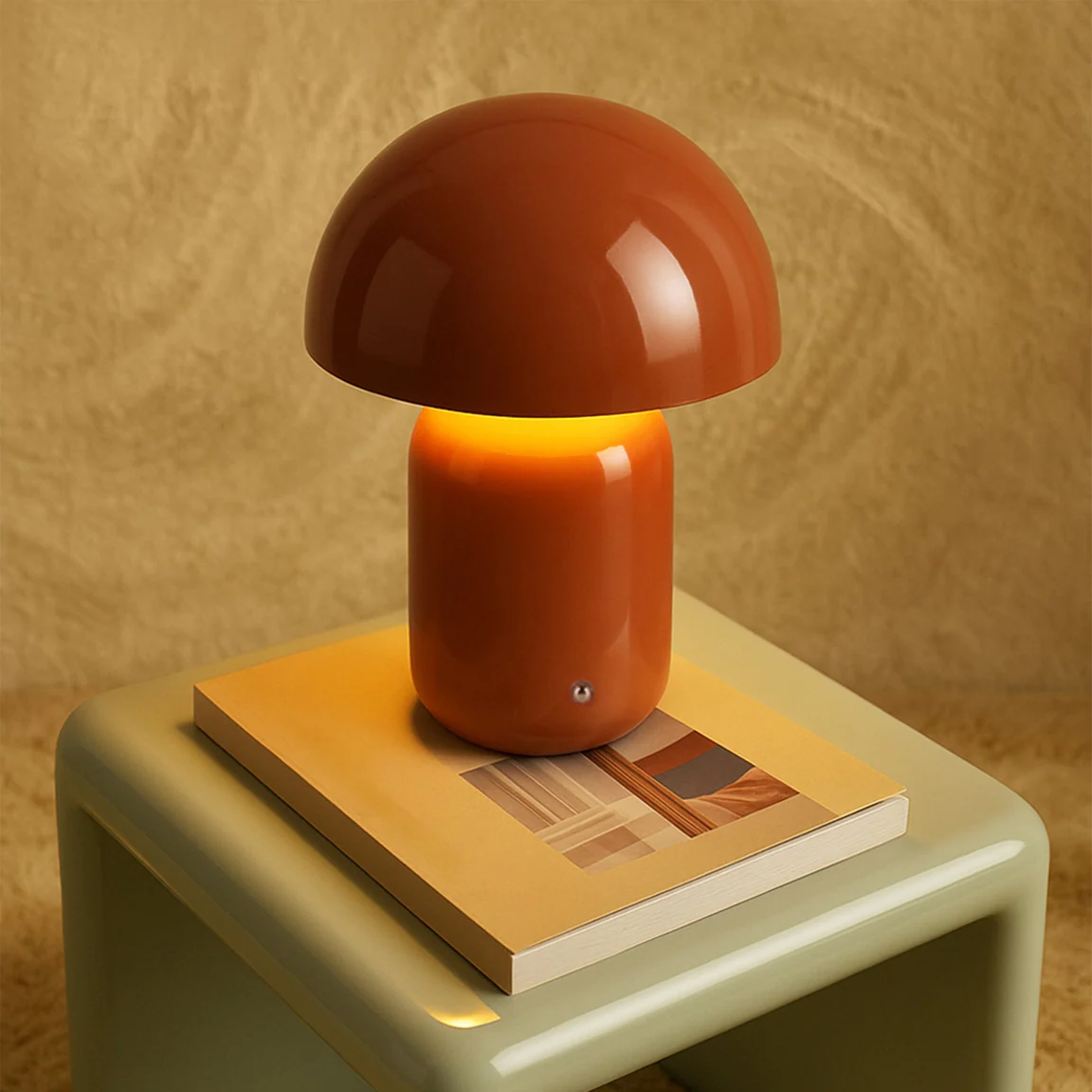 Table Lamp Mushroom LED CCT Dim Rechargeable Clay