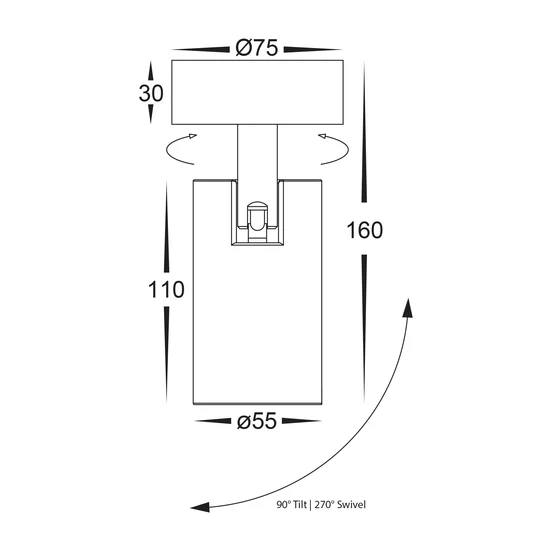 Spot light Revo WHT Single Adjustable HV4002T-1-BLK IP65