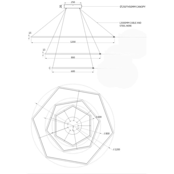 Pendant lamp Cascade LED 99W 3K BRS Pendant lamp Cascade LED 99W 3K BRS