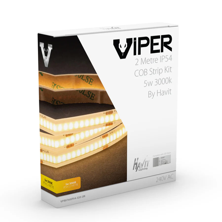 Viper COB Dotless 5w Per Metre 2m LED Strip kit 3000k