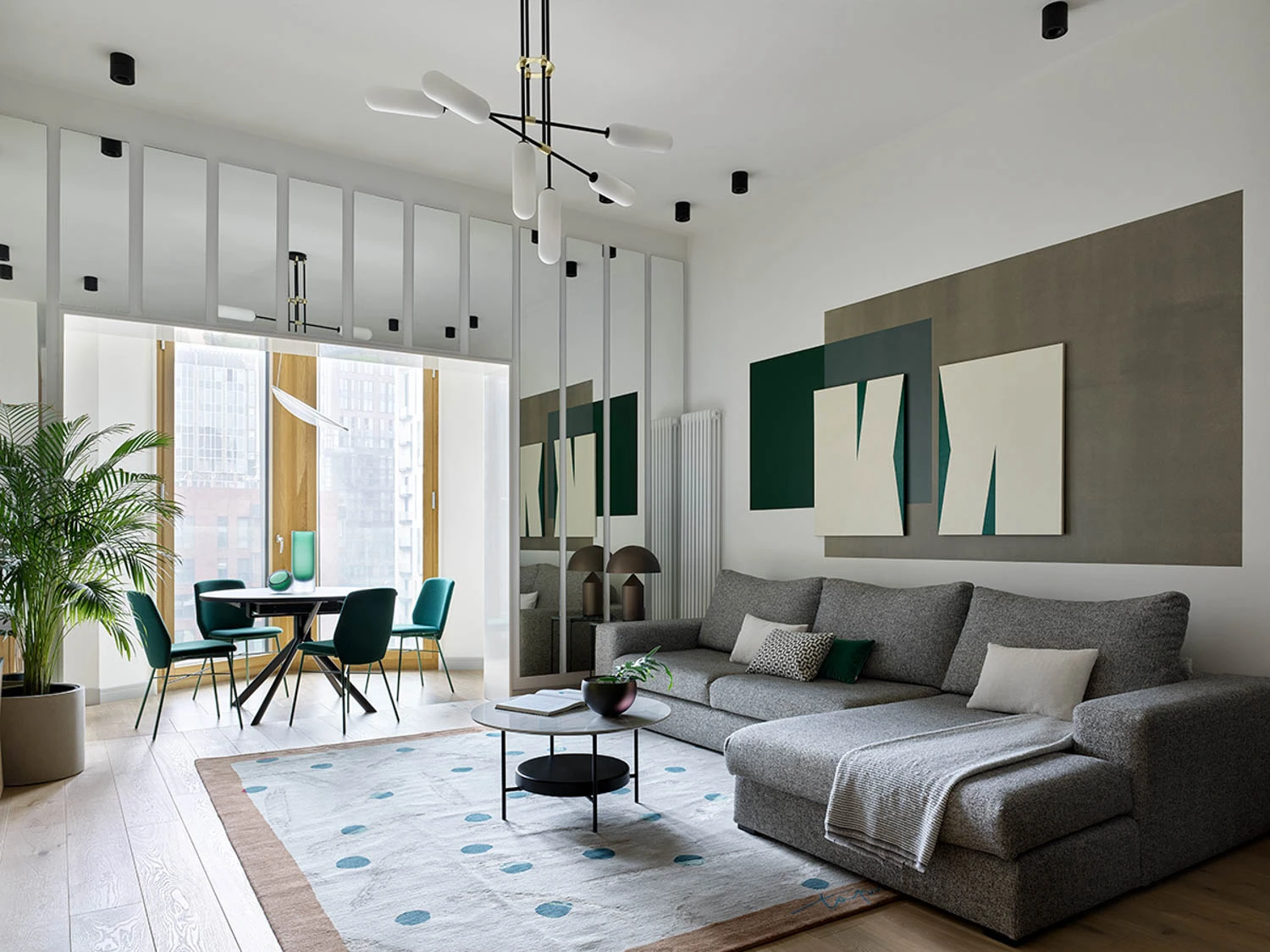 Apartment with emerald accents