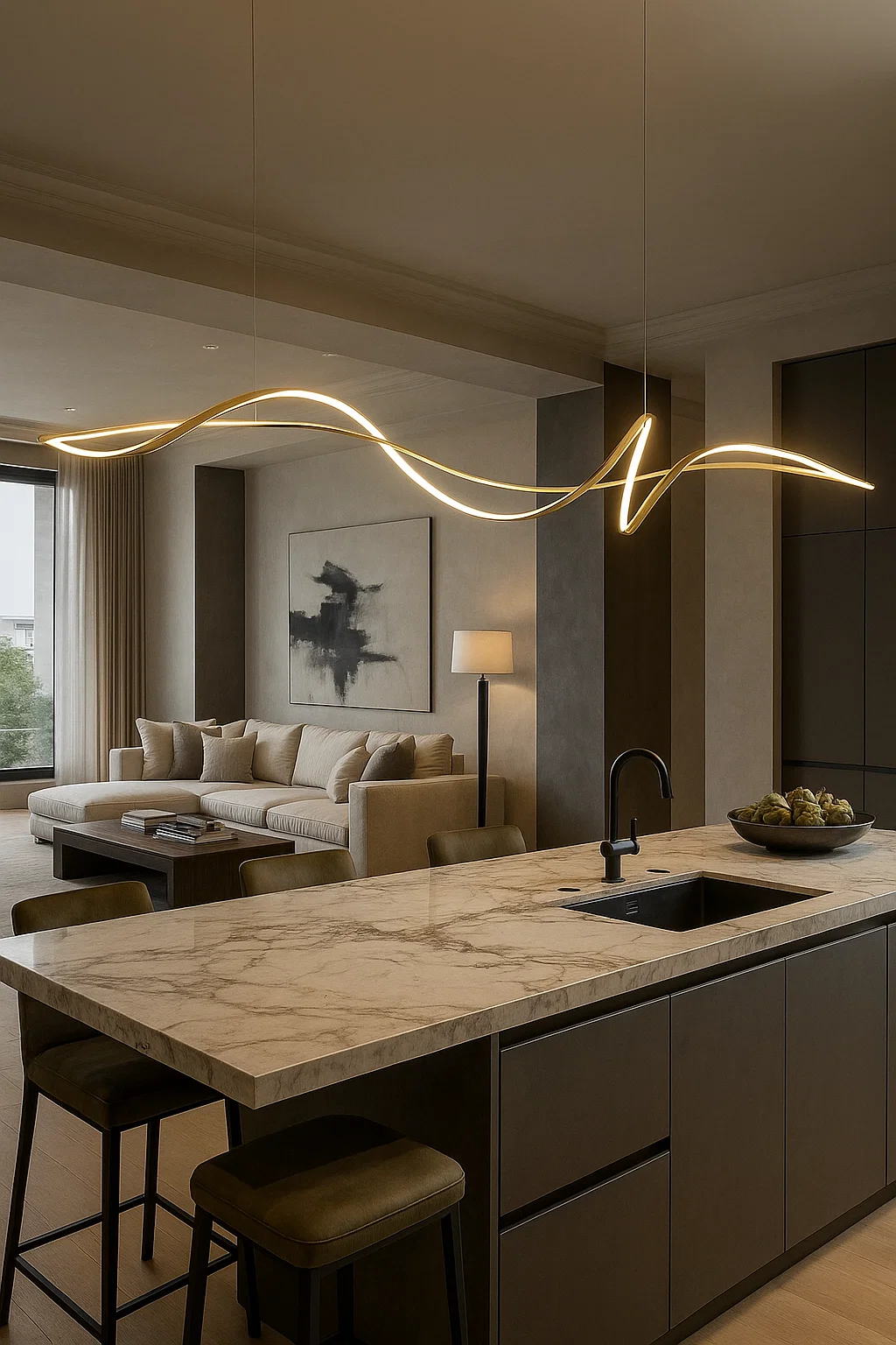 Pendant lamp Famous linear 2 P3 LED 30W 3CCT L1600 GL Pendant lamp Famous linear 2 P3 LED 30W 3CCT L1600 GL