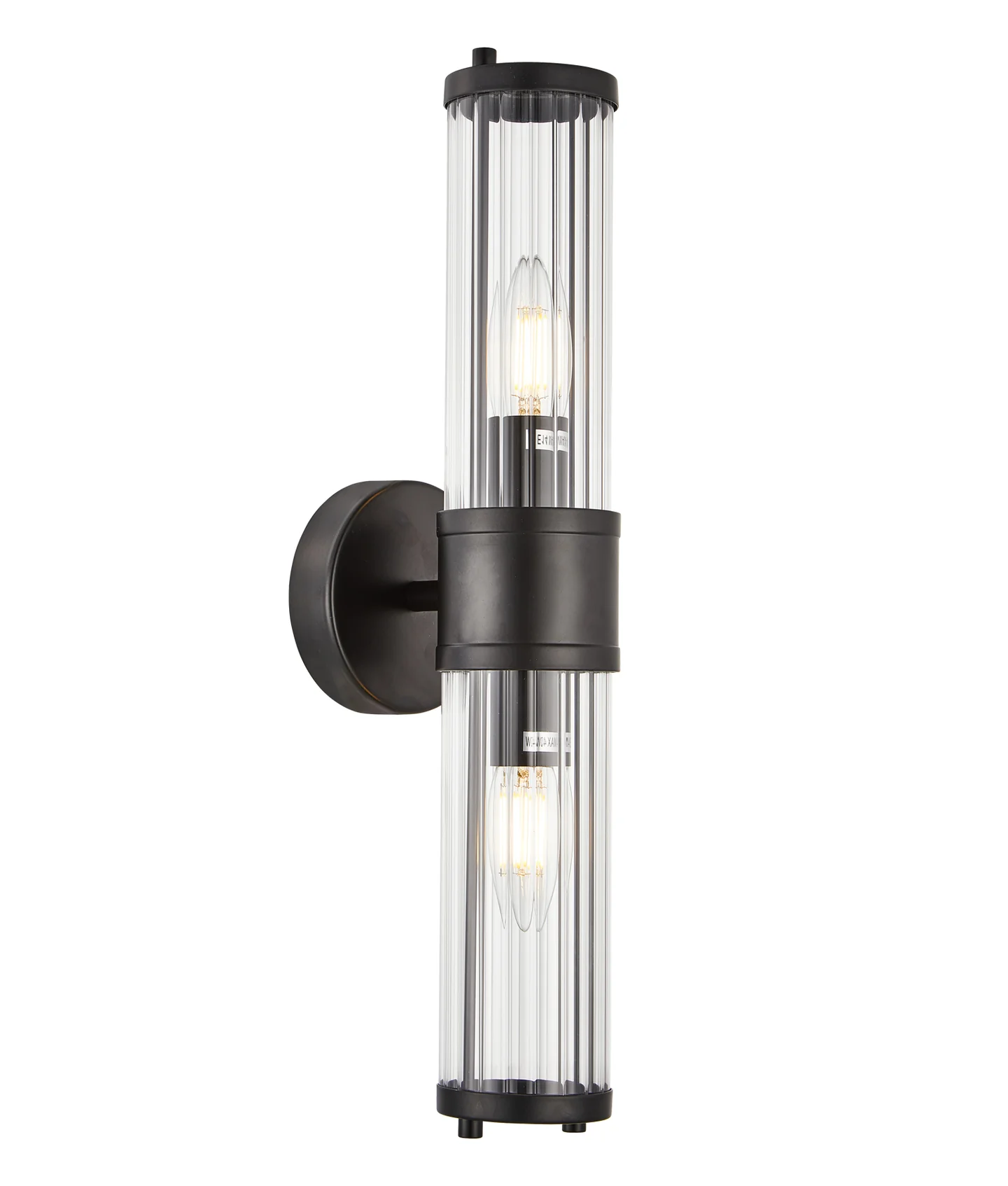 Wall light TIEMPO4 Up-Down Tubular Clear Glass Black 10W
