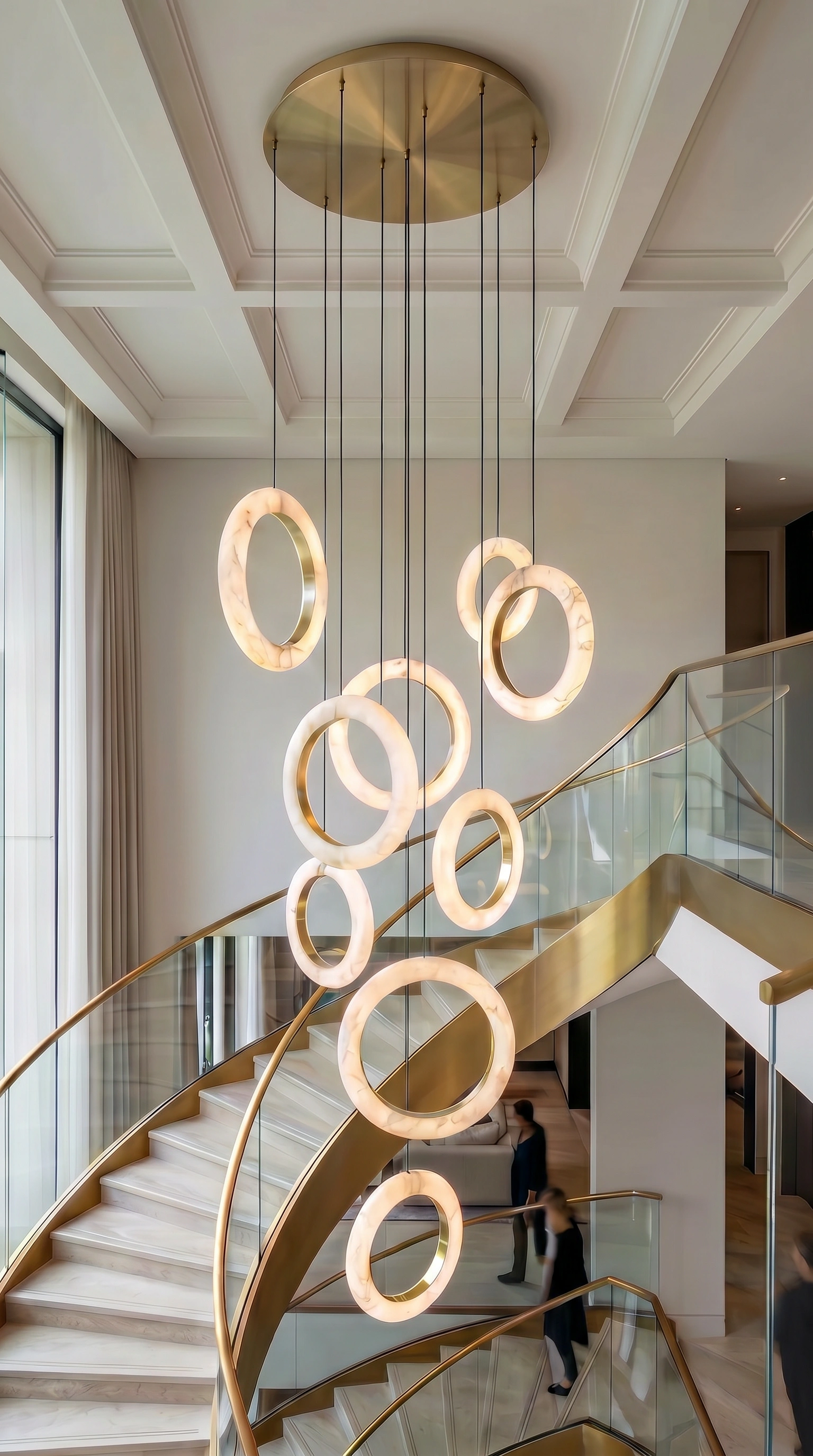 Pendant lamp Carinena P9 Alabaster Spanish Marble LED 72W CCT Dim BRS