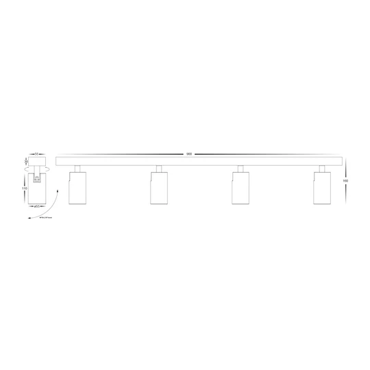 Spot light Revo Adjustable Bar HV4002T-4-BLK IP20