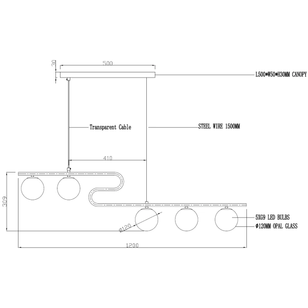 Pendant lamp Clarion G9 L120 BRS Pendant lamp Clarion G9 L120 BRS