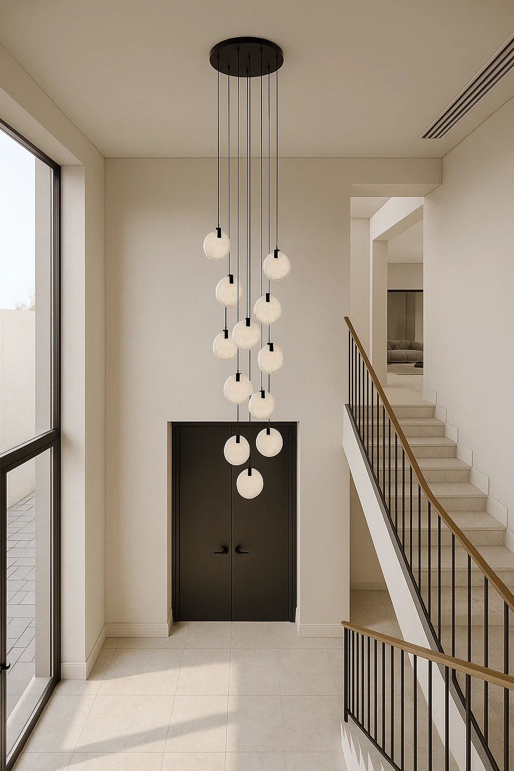 Pendant lamp Villastar P12 Alabaster Spanish Marble LED CCT Dim BLK Pendant lamp Villastar P12 Alabaster Spanish Marble LED CCT Dim BLK