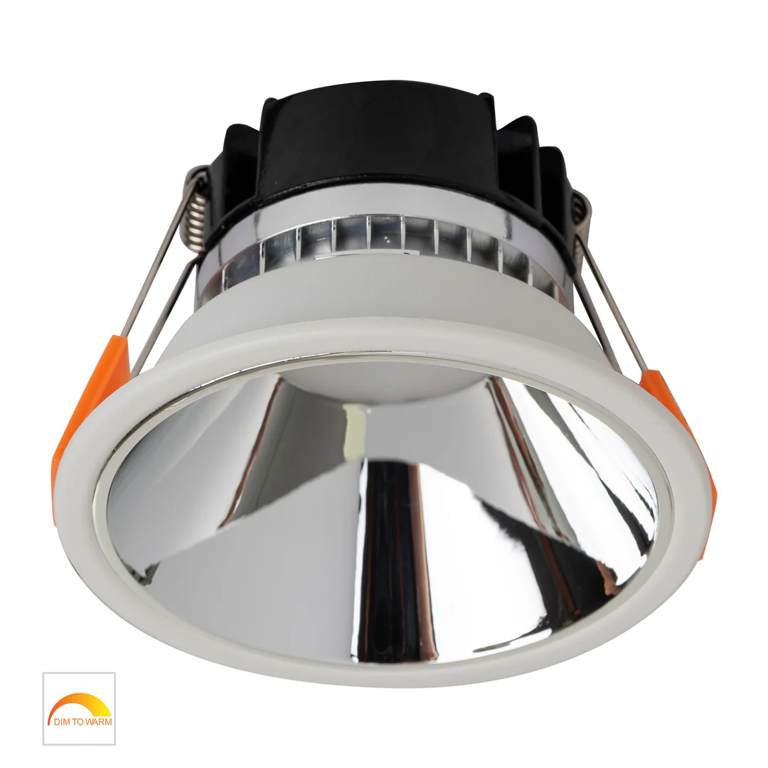 Recessed downlight Gleam WHT with Chrome Insert Fixed Dim to Warm LED 9W IP54 Recessed downlight Gleam WHT with Chrome Insert Fixed Dim to Warm LED 9W IP54