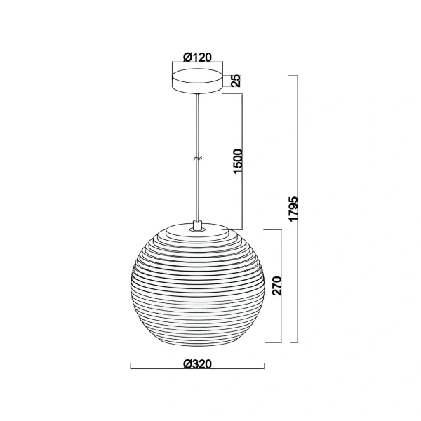 Pendant lamp Zanora Round E27
