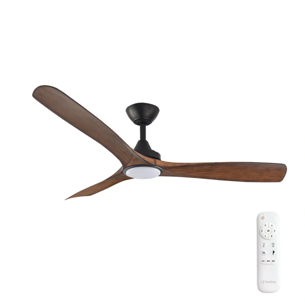 Ceiling fan Spitfire DC D52 Black Base Koa Blades 18w LED Light