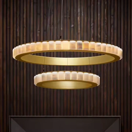 Pendant lamp Capella Alabaster Spanish Marble D80 LED CCT Dim BRS with remote
