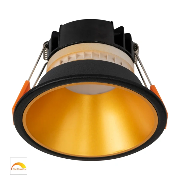 Recessed downlight Gleam BLK with Gold Insert Fixed Dim to Warm LED 9W IP54 Recessed downlight Gleam BLK with Gold Insert Fixed Dim to Warm LED 9W IP54