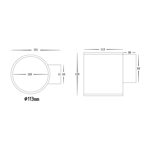 Wall light Porter 15w LED BLK Large Fixed Down HV3628T-BLK IP54