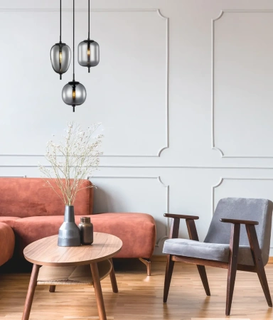 Pendant lamp PINO 5 Round Smokey Black 10W