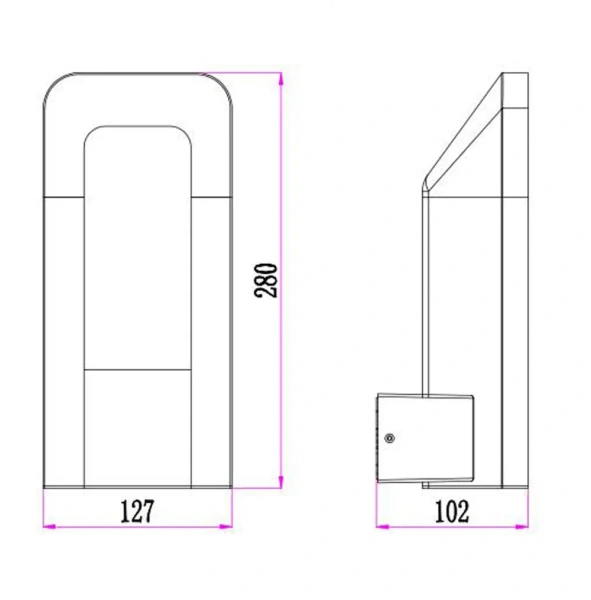 Wall light HATHOR 1 LED Dark Grey Rectangular IP54