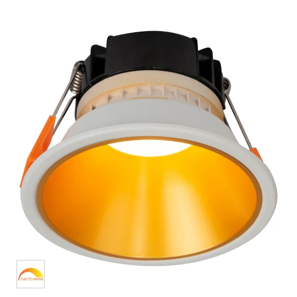 Recessed downlight Gleam WHT with Gold Insert Fixed Dim to Warm LED 9W IP54 Recessed downlight Gleam WHT with Gold Insert Fixed Dim to Warm LED 9W IP54