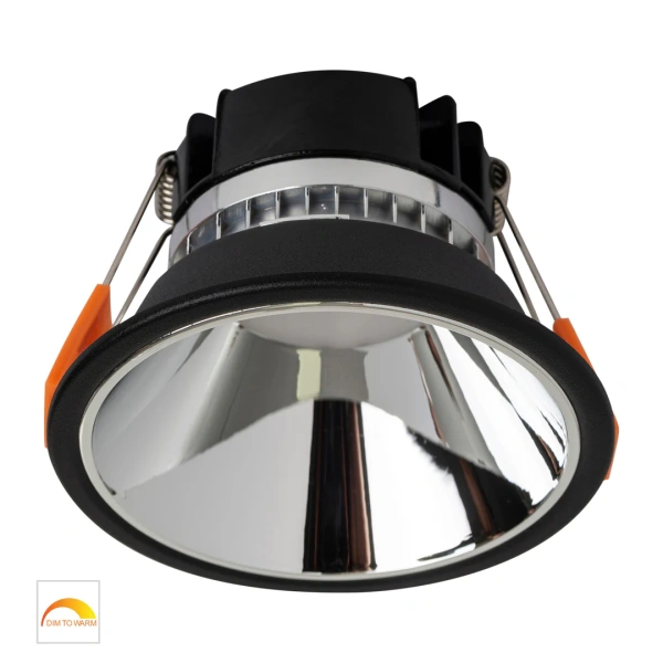 Recessed downlight Gleam BLK with Chrome Insert Fixed Dim to Warm LED 9W IP54 Recessed downlight Gleam BLK with Chrome Insert Fixed Dim to Warm LED 9W IP54