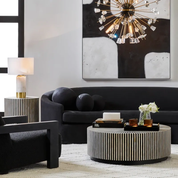 Table Lamp Paola Marble White w White Shade