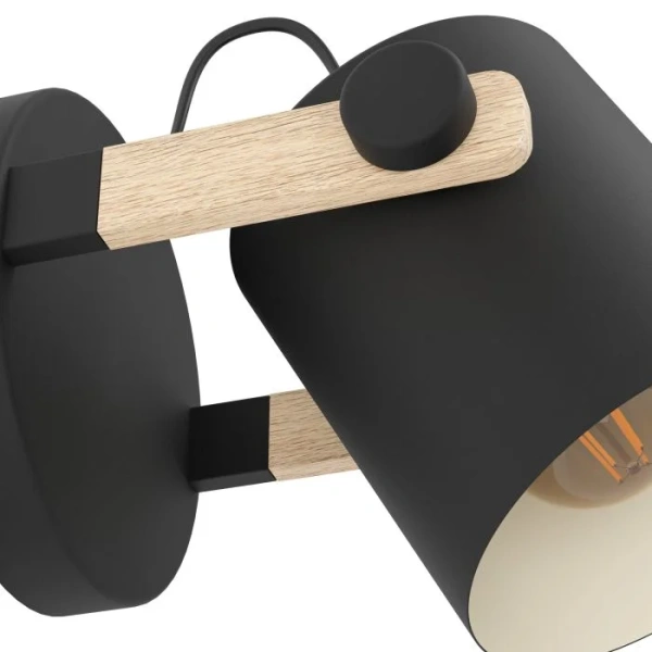 Wall light HORNWOOD 1X28W E27 BLK-LIGHT WOOD