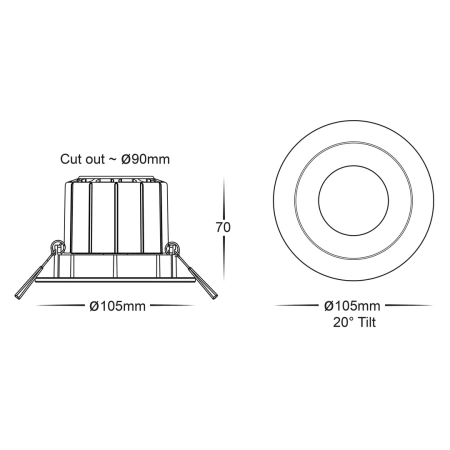 Recessed Downlight Prime Tilt CCT LED 12W IP54 WIFI AB