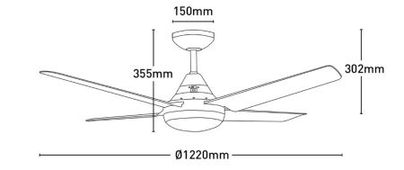 Ceiling fan Cardinia AC D48 with LED 18W WH