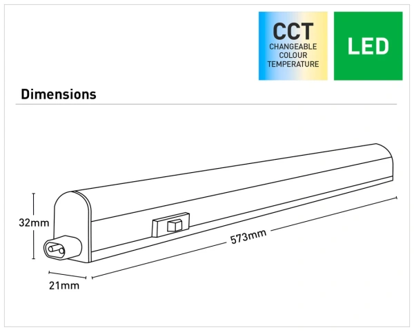 Batten Light Barry Linkable 9W LED CCT L57 WHT Batten Light Barry Linkable 9W LED CCT L57 WHT
