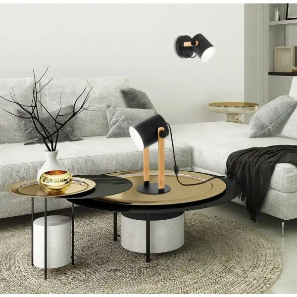 Table lamp HORNWOOD 1X60W E27 BLK-LIGHT WOOD