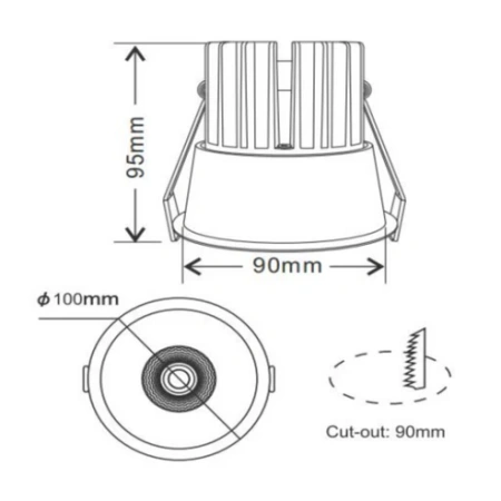Recessed Downlight Infinite 212 COB LED 12W 3CCT BLK