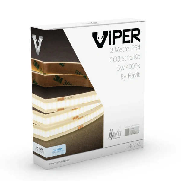 Viper COB Dotless 5w Per Metre 2m LED Strip kit 4000k